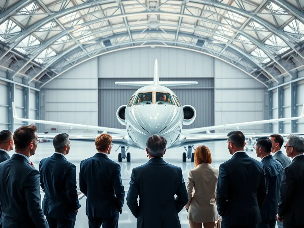 A photograph showcasing a guided tour of a vintage military aircraft, with a knowledgeable guide explaining the historical significance and technical details to a group of attentive visitors, set in a museum environment.