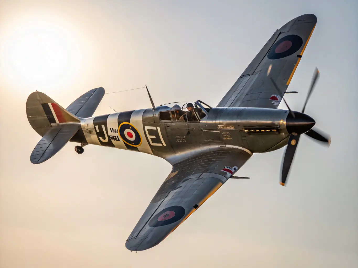 A photograph of a restored vintage military aircraft on display at an outdoor airshow, with a crowd of people admiring it.